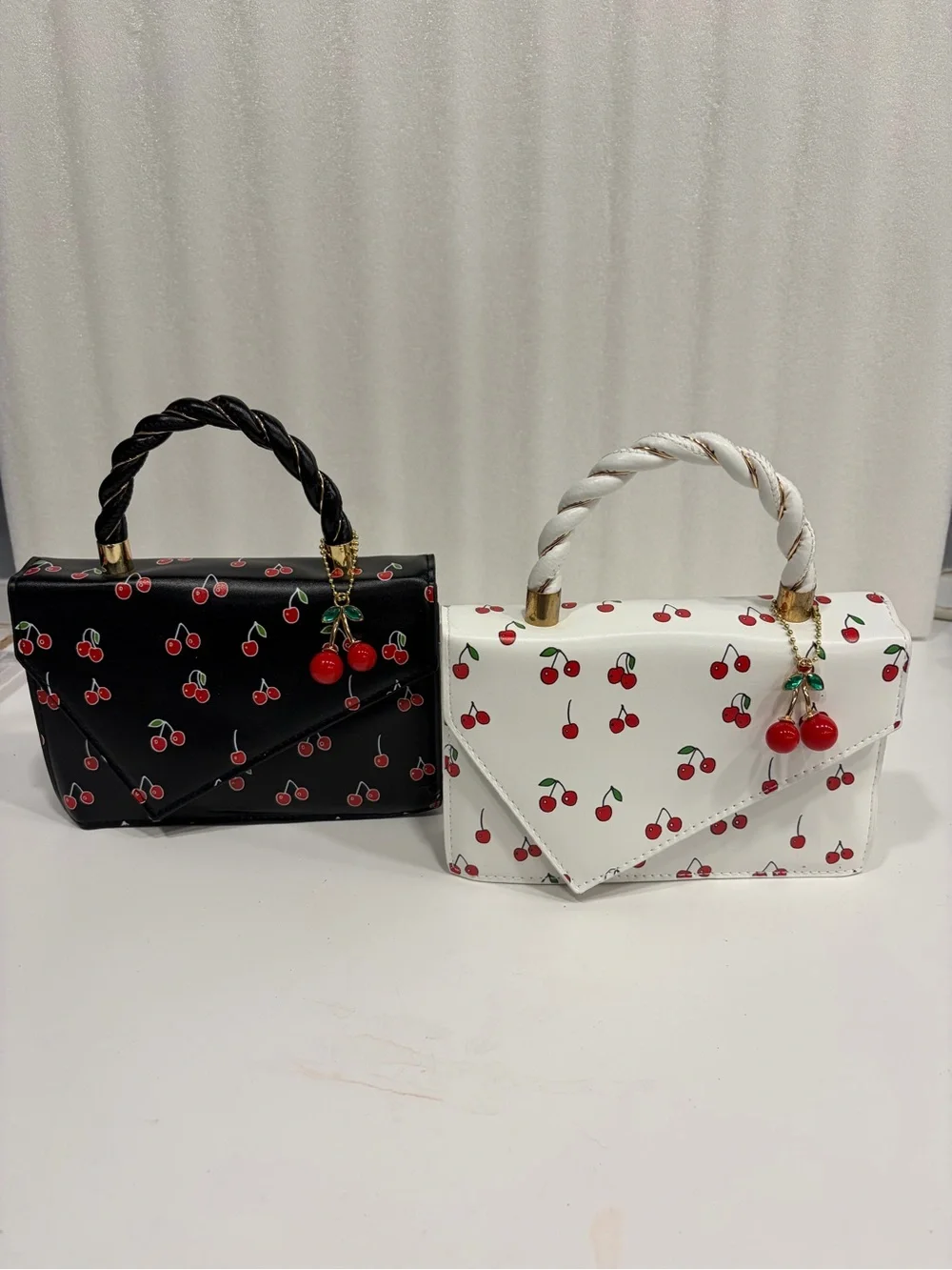 2 fashion, Bags Girls Cherry Print Top-Handle Bag - Black or White NWOT